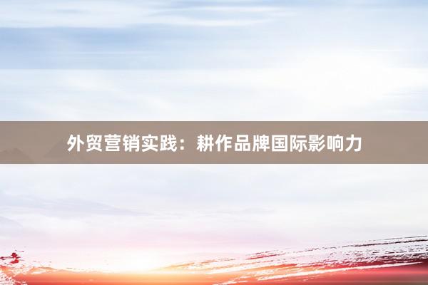 外贸营销实践：耕作品牌国际影响力